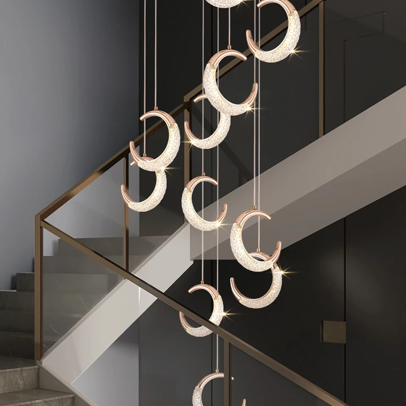 Plafonnier LED suspendu en forme de lune, éclairage d'intérieur, luminaire décoratif de plafond, idéal pour un couloir, une villa, un grenier, une cuisine ou un restaurant