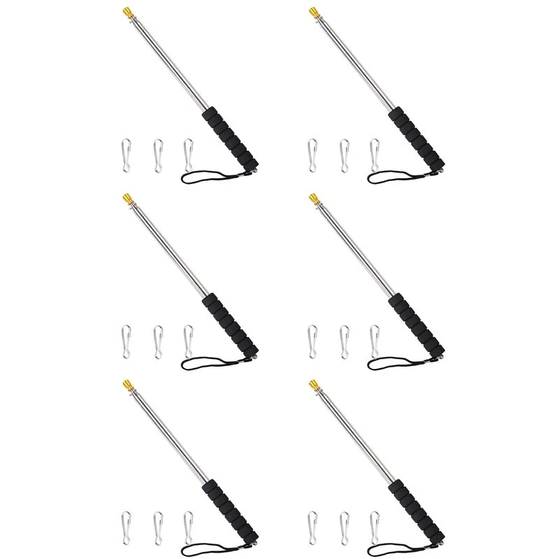 【Big deal】6Pcs 9.8Ft Telescopic Flag Pole,Stainless Steel Handheld Portable Extendable Retractable Flagpole With Anti-Slip Grip