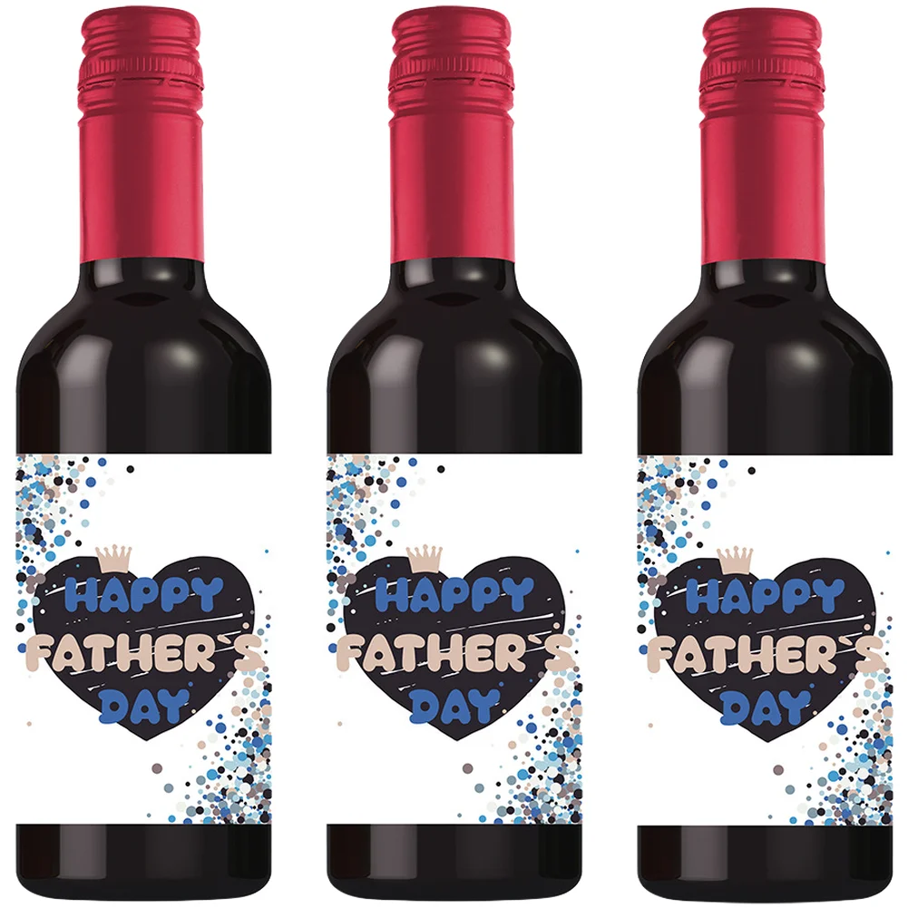 Waterproof Fathers Day Sticker Pack 24 pcs 10 cm x 12.7 cm Plastic Labels for Wine Bottles Festive Theme Design