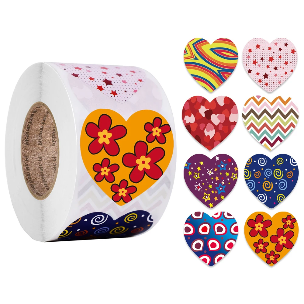 50-500 Pcs Heart Shaped Stickers Seal Labels Stickers Scrapbooking Gift For Package And Wedding Decoration Stationery Sticker