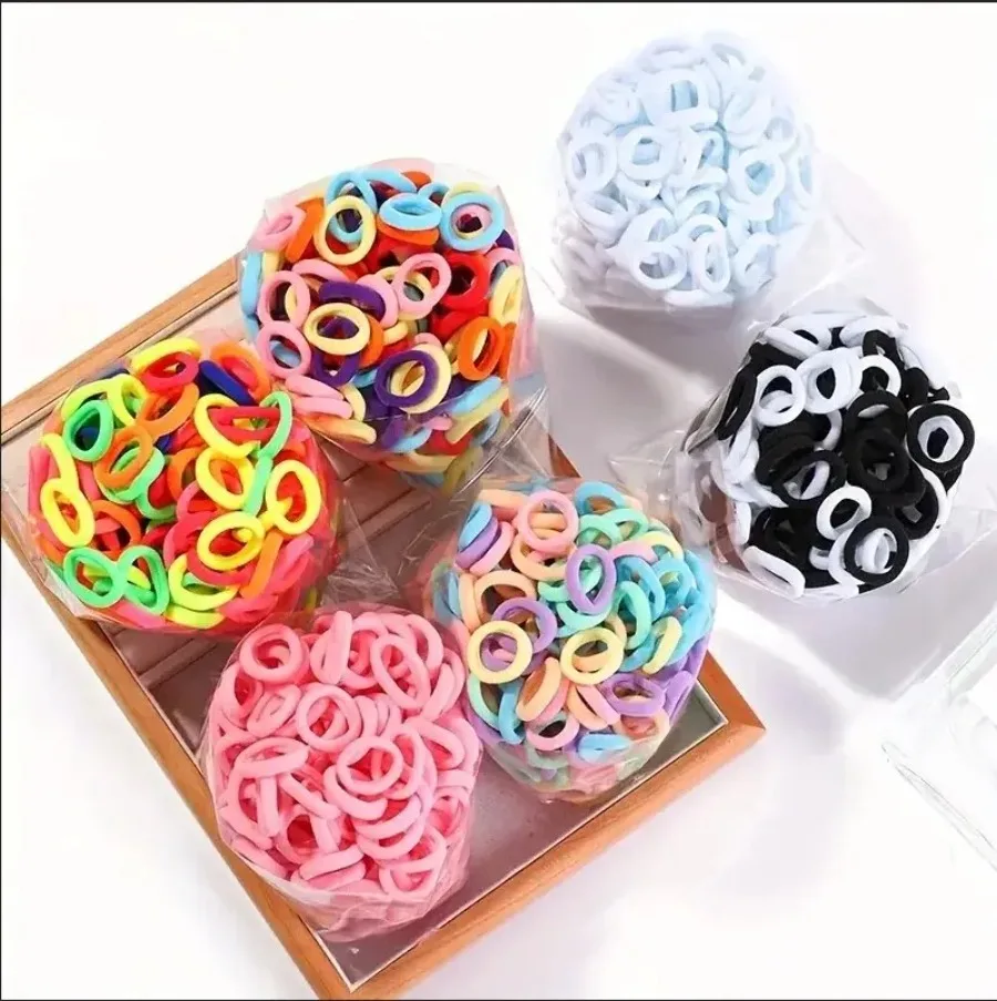 

200PCS Girls Colorful Nylon Elastic Hair Bands Children Ponytail Hold Small Hair Tie Rubber Band Scrunchie Kids Hair Accessories