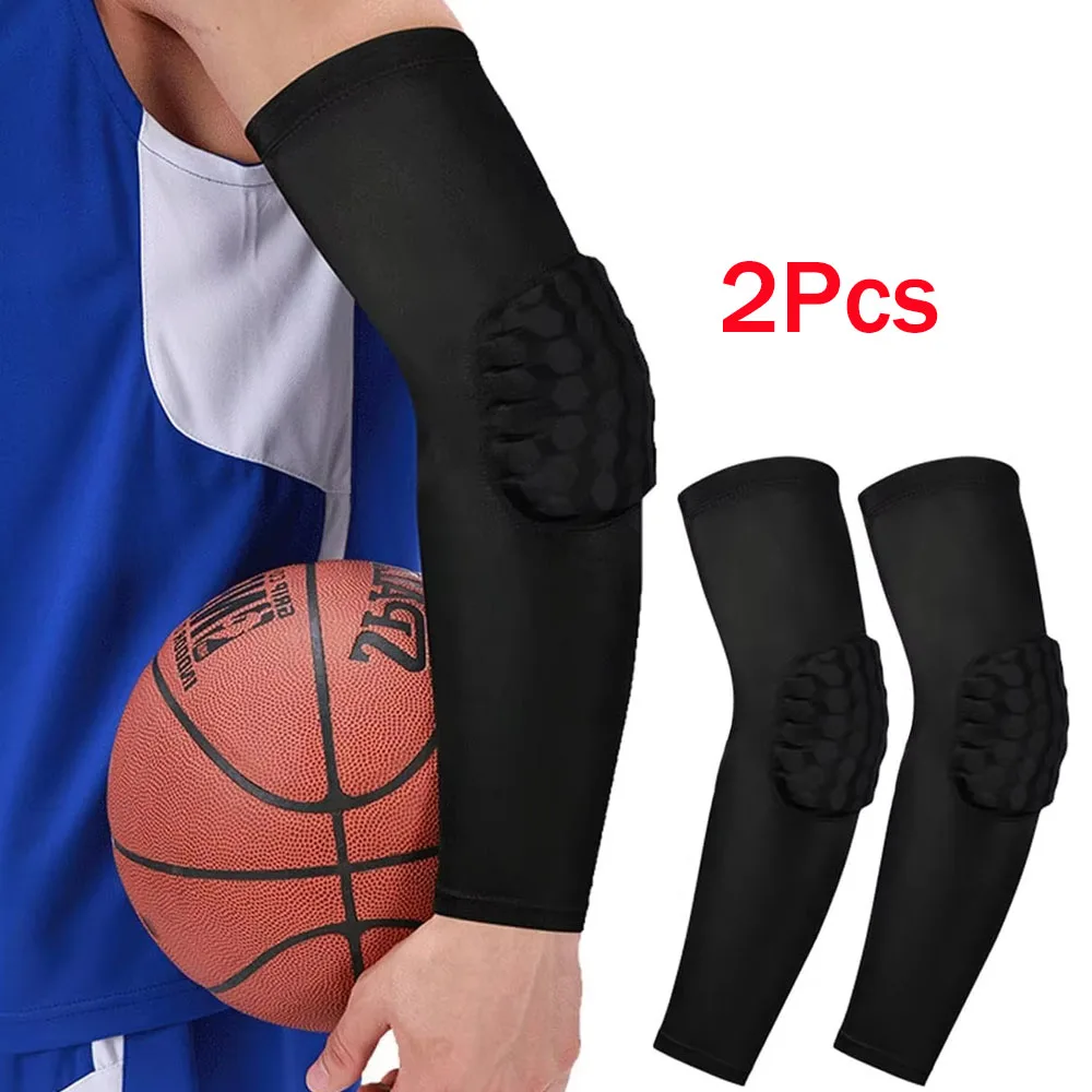 2Pcs Honeycomb Anti Collision Padded Arm Sleeves，Elbow Brace Basketball Shooter Sleeves Arm Compression Sleeves for Basketball