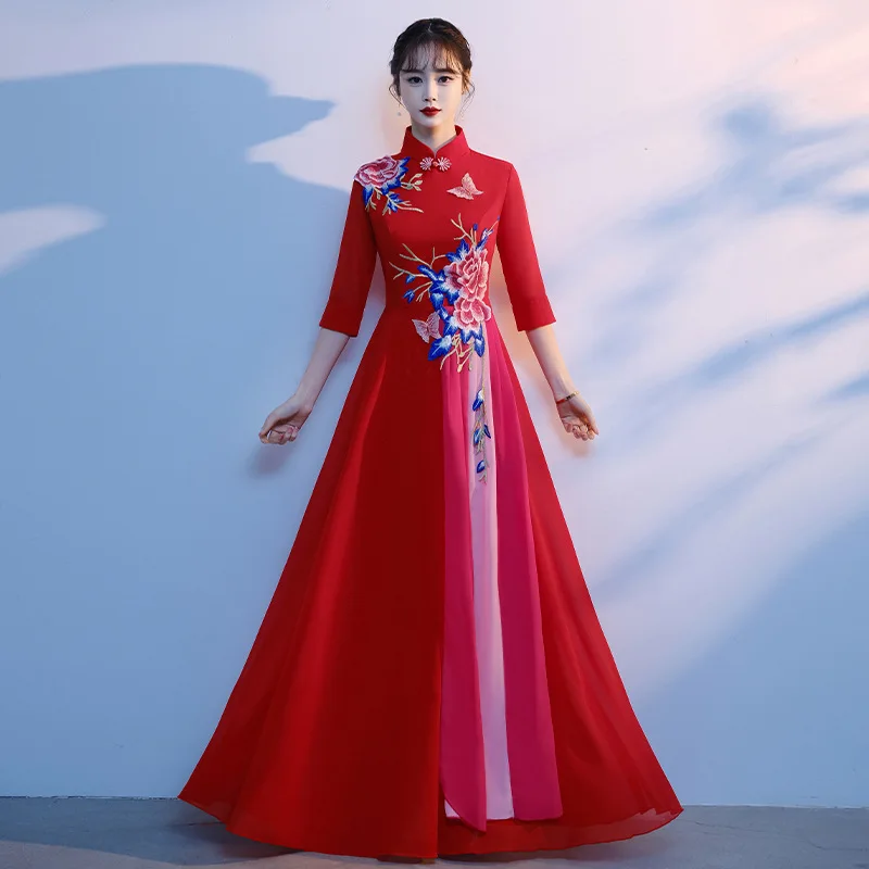 ملابس أداء جوقة الكبار الربيع والخريف فستان صيفي مجموعة متعددة المواصفات فستان طويل أنيق نحيف #3