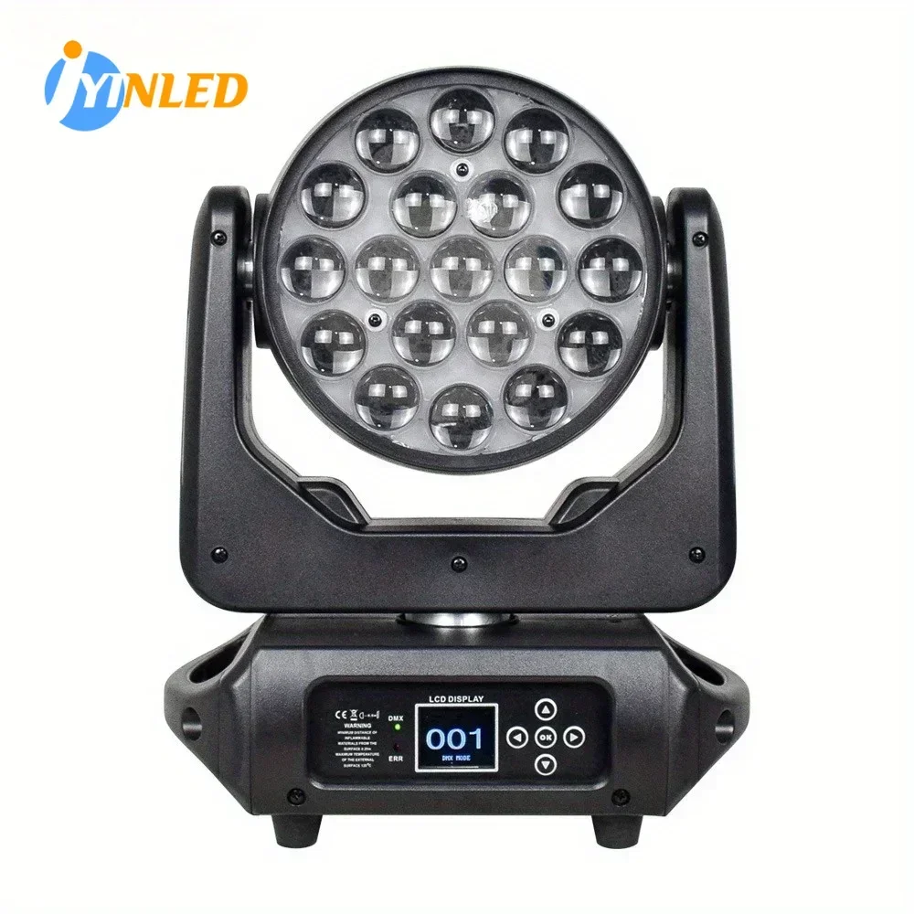 

Professional DJ Light 19X15W RGBW LED Moving Heads. Zoom Wash DMX Lights Lyre Beam for DJ/Disco/Party/Bar/Wedding/Concert