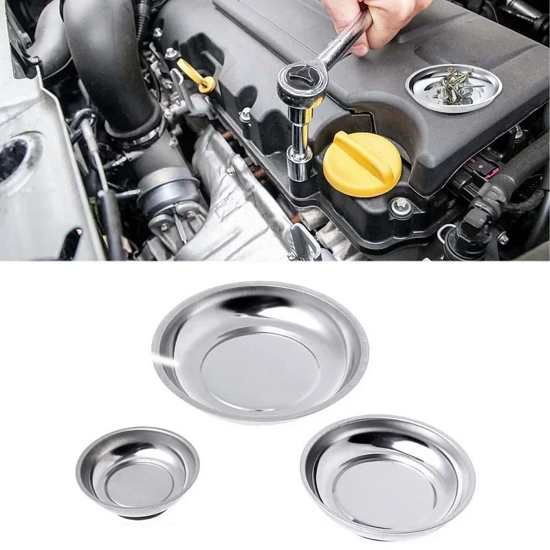 

1pc Magnetic Part Tray Stainless Steel Magnetic Parts Bowl Nuts Bolts Screws Sockets Part Accessories Tray Tool Box Organizer