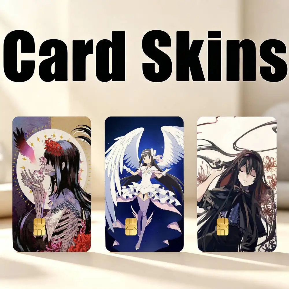 Kawaii Magi H-Homura Akemi 1Set 4Pcs Waterproof Card Skin Stickers for Credit Bus IC Cards