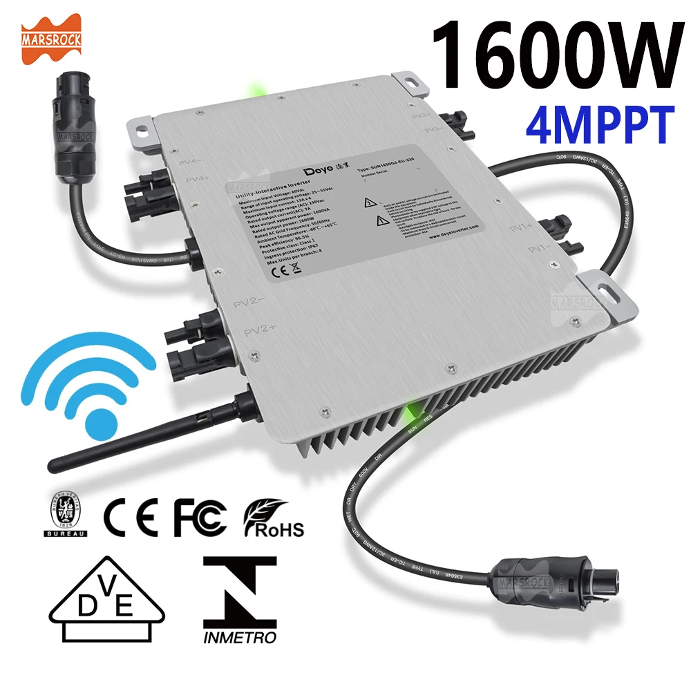 

1600WG3 INMETRO VDE IEC DEYE сетевой Микро солнечный инвертор с ограничением 4MPPT IP67 Встроенный Wi-Fi, для 22-55VDCPV до 80-260VACGrid