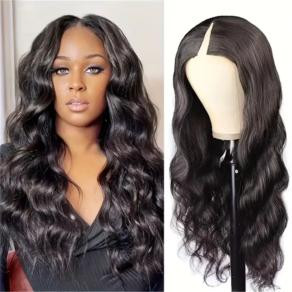 

Pre Plucked Body Wave Hair Wig 16-36 Inch 100% Human Hair Wig V Part Machine Made Wigs 180 200 Density