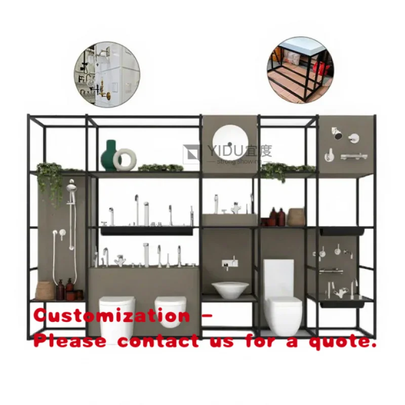 custom.Premium Marble Shelves Shower with Faucet Display Rack and Ceramic Tile Multi Functional Bathroom Utensil Display Rac