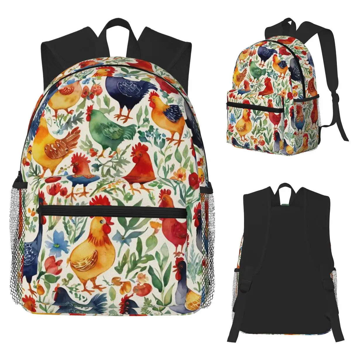 Colour Cute Chicken Student Backpack School Bag Hiking Travel Daypack for Men Women Bookbag Shoulder Bags