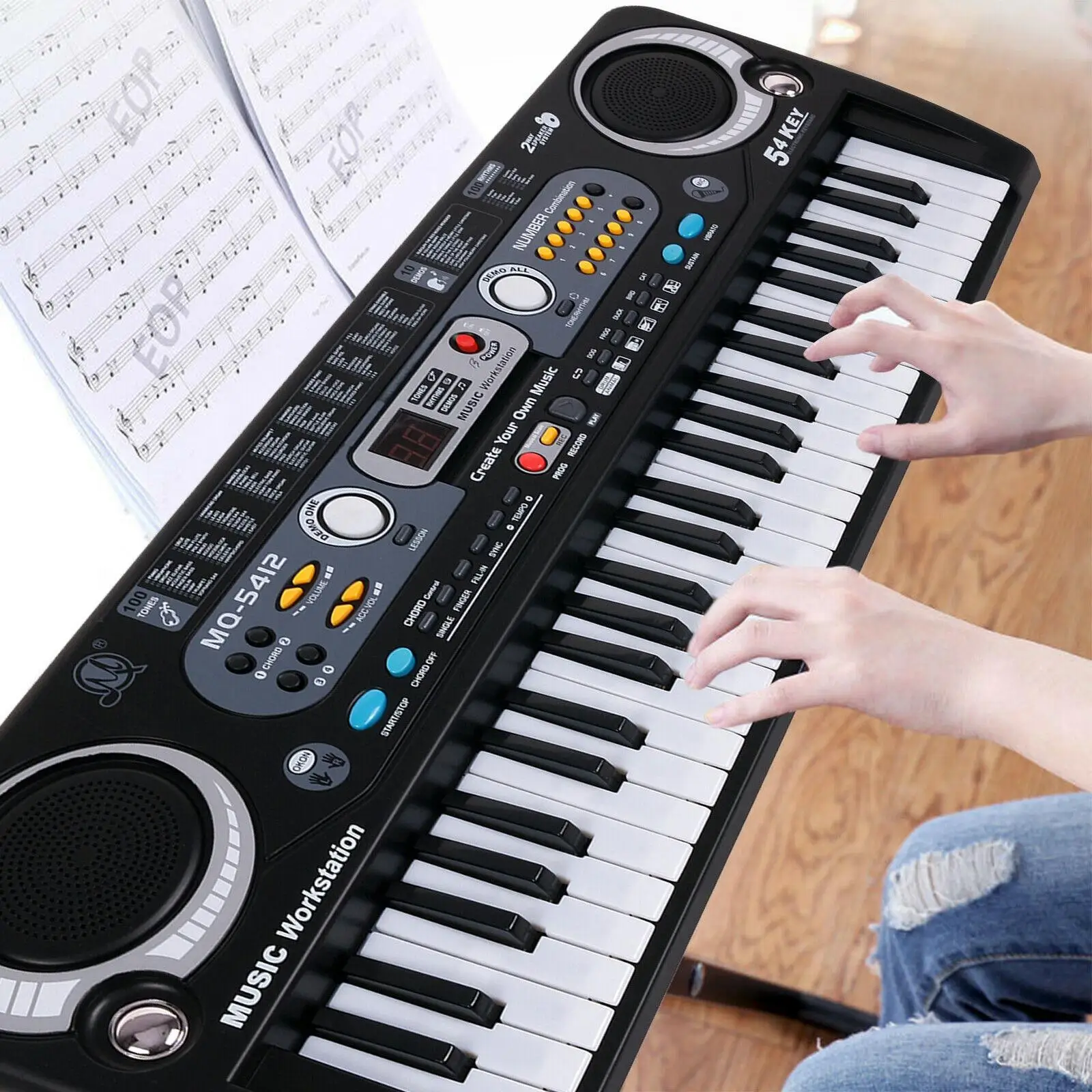 54 Keys Digital Electronic Piano Keyboard with 10 Demo Songs 100 Rhythms, EU Type