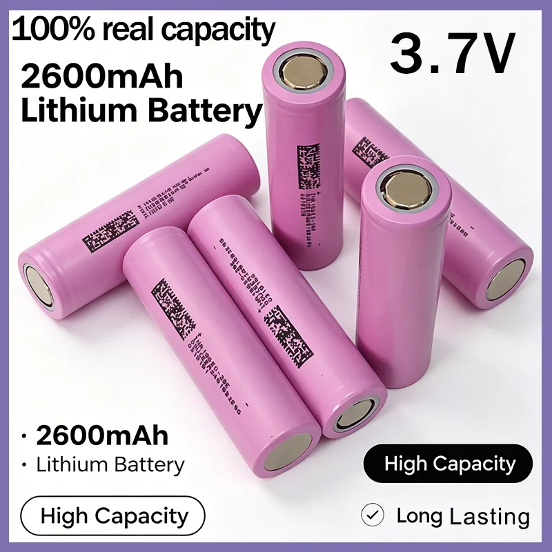 100% Real  Capacity 18650 INR18650-26E 2600mAh 3.7V Rechargeable Lithium Li-ion Cell High Rate Power Battery Power Tools DIY