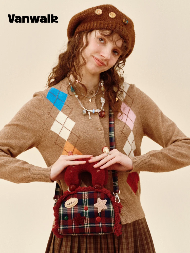 Borsa a tracolla versatile giapponese retrò Kawaii autunno inverno in peluche elegante dolce ragazza pendolarismo quotidiano