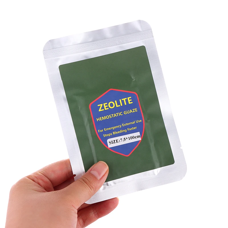 1Bag Hemostatic Kaolin Gauze Combat Emergency Trauma Z-Fold Soluble For Ifak Tactical Military First Aid Kit Medical Wound