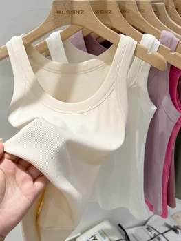 AOSSVIAO Women Solid Round Neck Ribbed Tank Top Camisole Women 2026 Summer Basic Elastic Tank Top O Neck Solid Tank Top 1