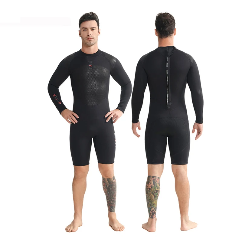 Men's Wetsuits 3mm Premium Neoprene Back Zip Shorty Dive Skin for Spearfishing,Snorkeling, Surfing,Canoeing,Scuba Diving Suit