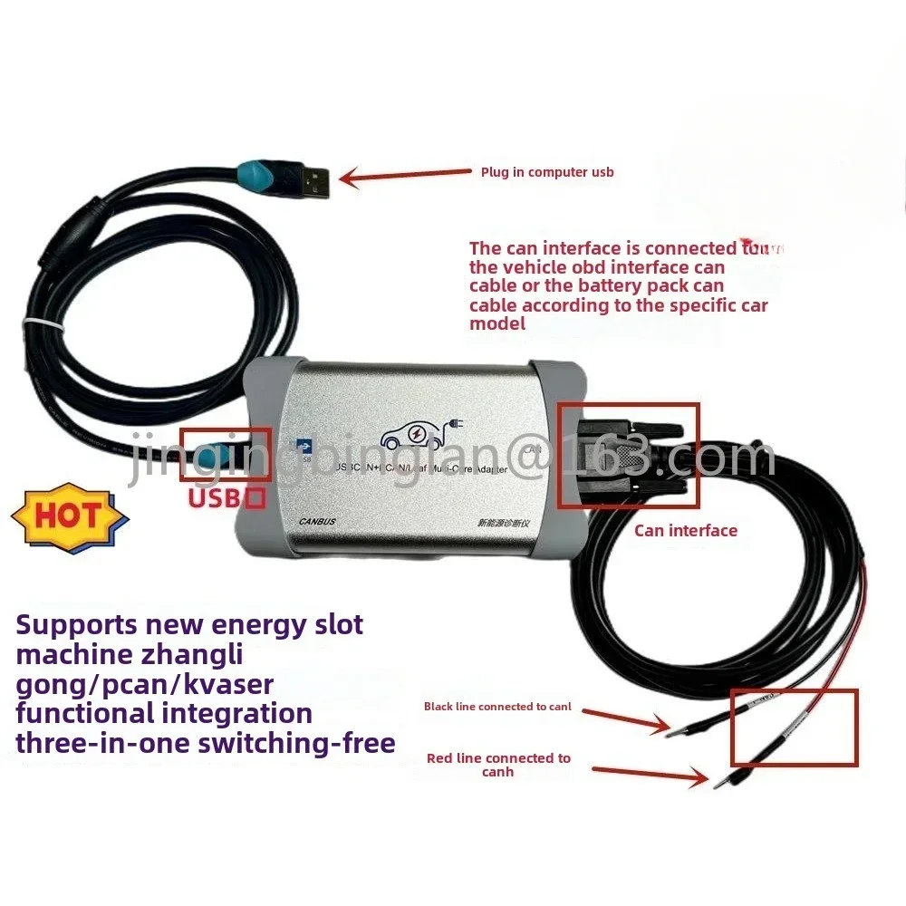 New energy CAN box， New energy diagnostic instrument USBCAN + PCAN/kvaser three-in-one