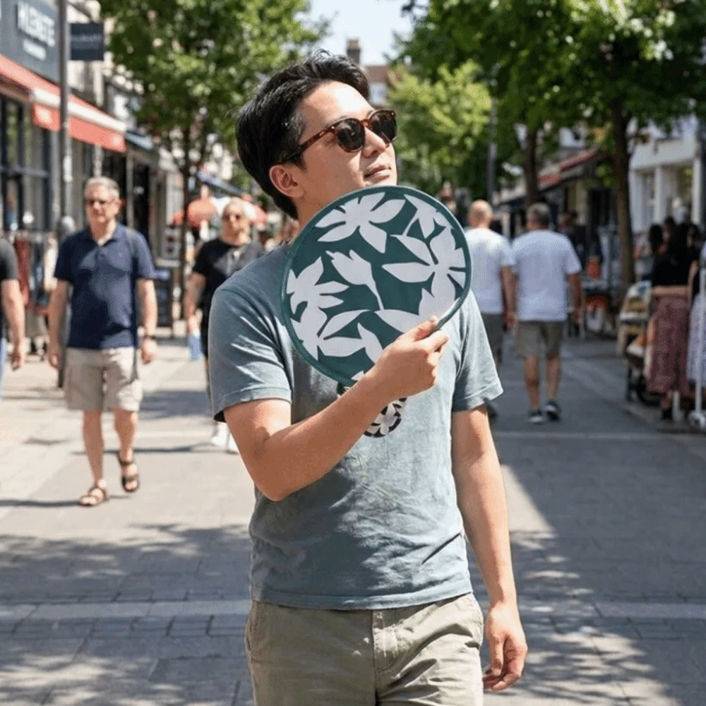 Hand Fan Japanese Style Portable Folding Fan Collapsible with Pocket Flying Disc Fan Colorful Mini Round Fan Summer