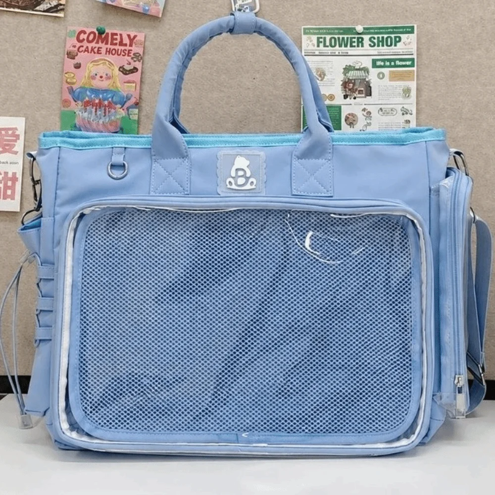 Square Shape Female Transparent Backpack Lightweight Large Capacity Multifunctional Shoulder Bag Adjustable Strap Versatile