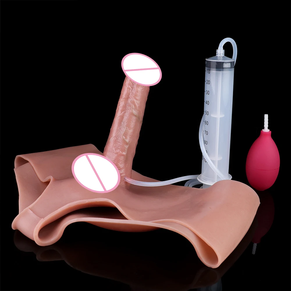 SXXY Squirting Silicone Wearable Solid Dildo Skin Feeling Realistic Strapon Anal Plug With Spray Water Function For Women Lesbia 6