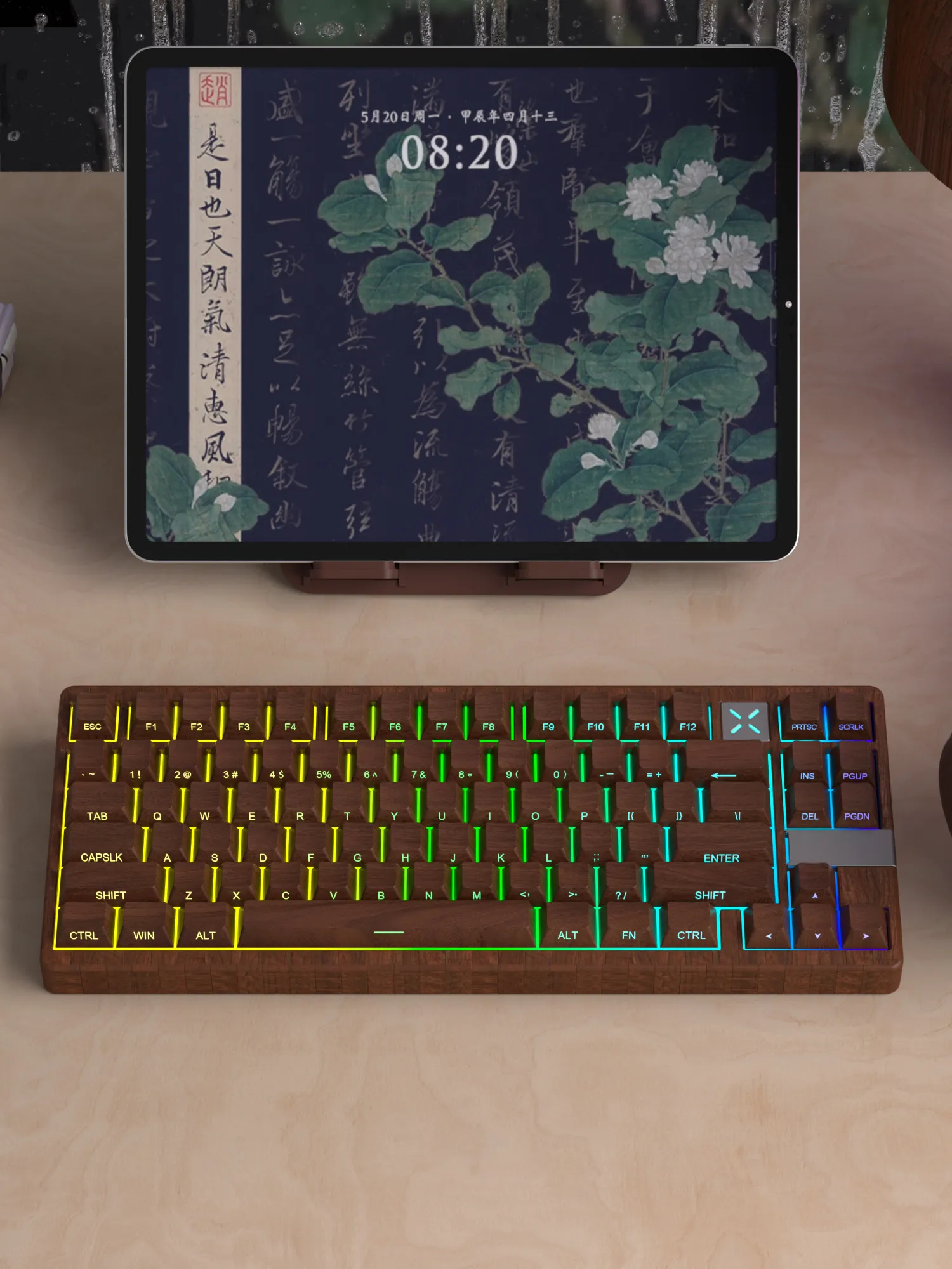 Custom Spy Inspired Walnut Texture PBT Five Side Sublimation Cherry Height Side Legend Keycaps for Wood Case MX Boards