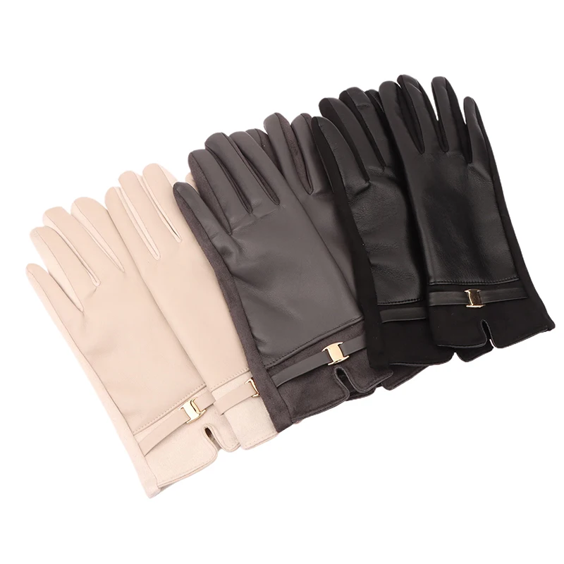 1Pair Winter Women Keep Warm Touch Screen Plus Fleece Gloves Elegant Fashion Personality Soft Drive Cycling