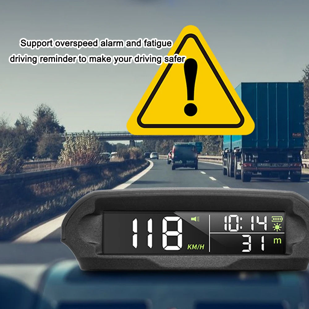 Car Wireless Headup Display Solar GPS Digital Speedometer with LCD Screen Overspeed Alarm /MPH Time/Altitude/Temperature/Speed