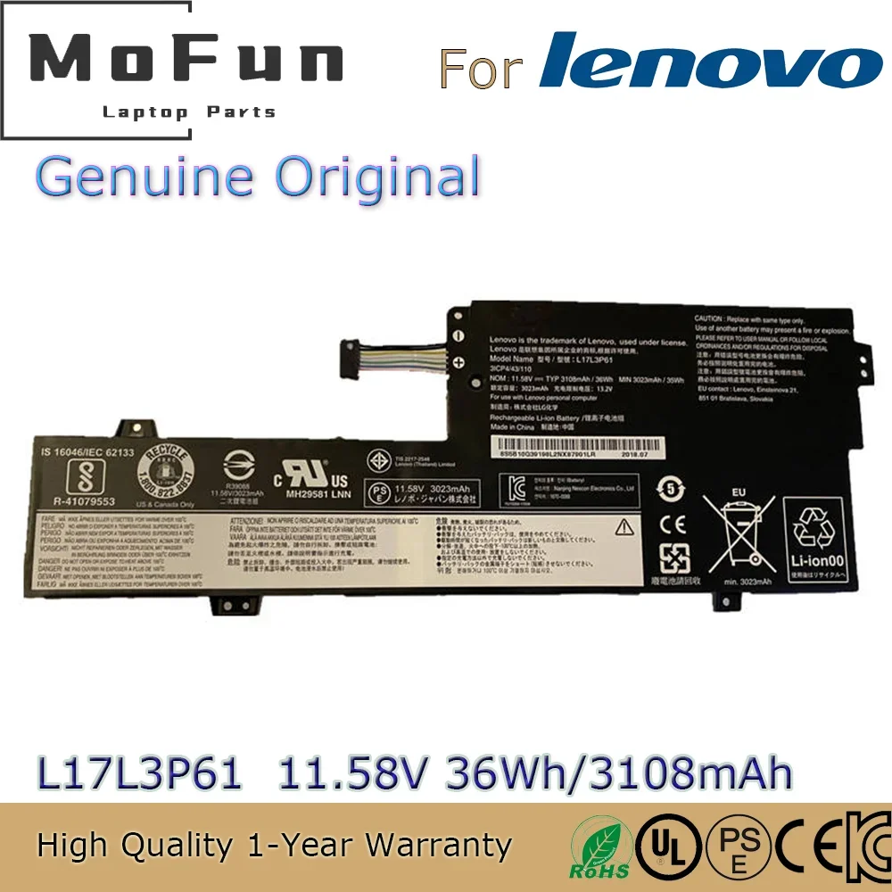 

Brand New Original L17L3P61 11.58V 36Wh Laptop Battery for Lenovo Ideapad Yoga 720-12IKB 330-11IGM 320S-13IKB L17M3P61 etc.