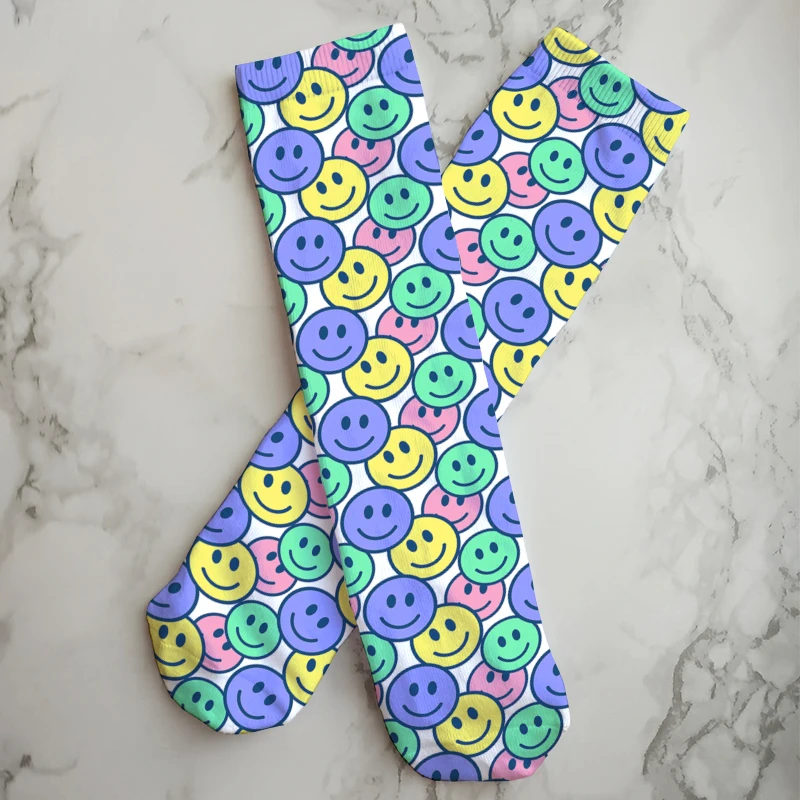 Hot Selling Funny Expression Printed Socks Female Cute Kawaii Novelty Long Socks Harajuku Fashion Comfortable Halloween  Socks