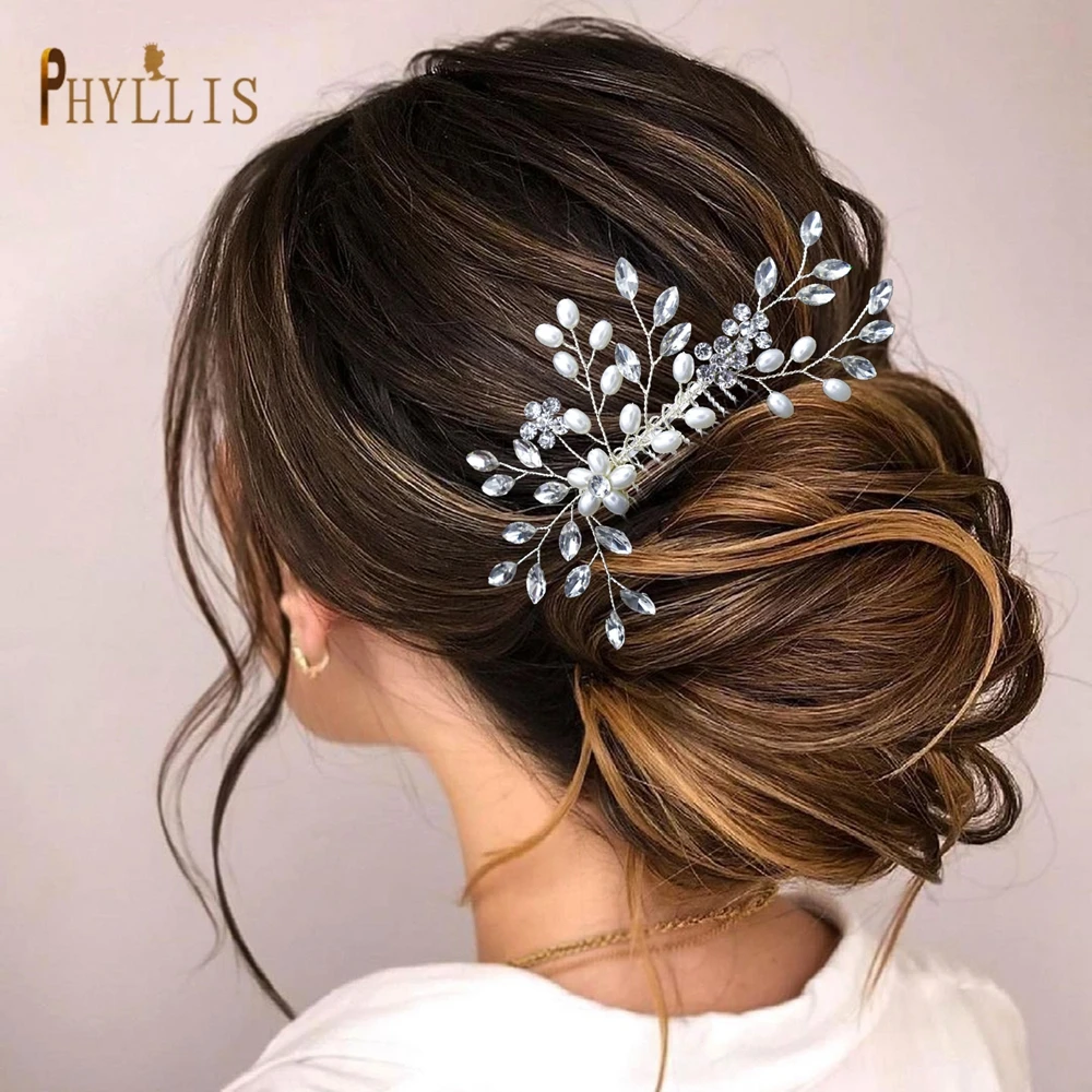 Peines de perlas para el pelo de boda para mujer, tocado de flores nupcial de cristal, adornos para la cabeza hechos a mano, pinzas para el pelo, regalo de joyería, A467