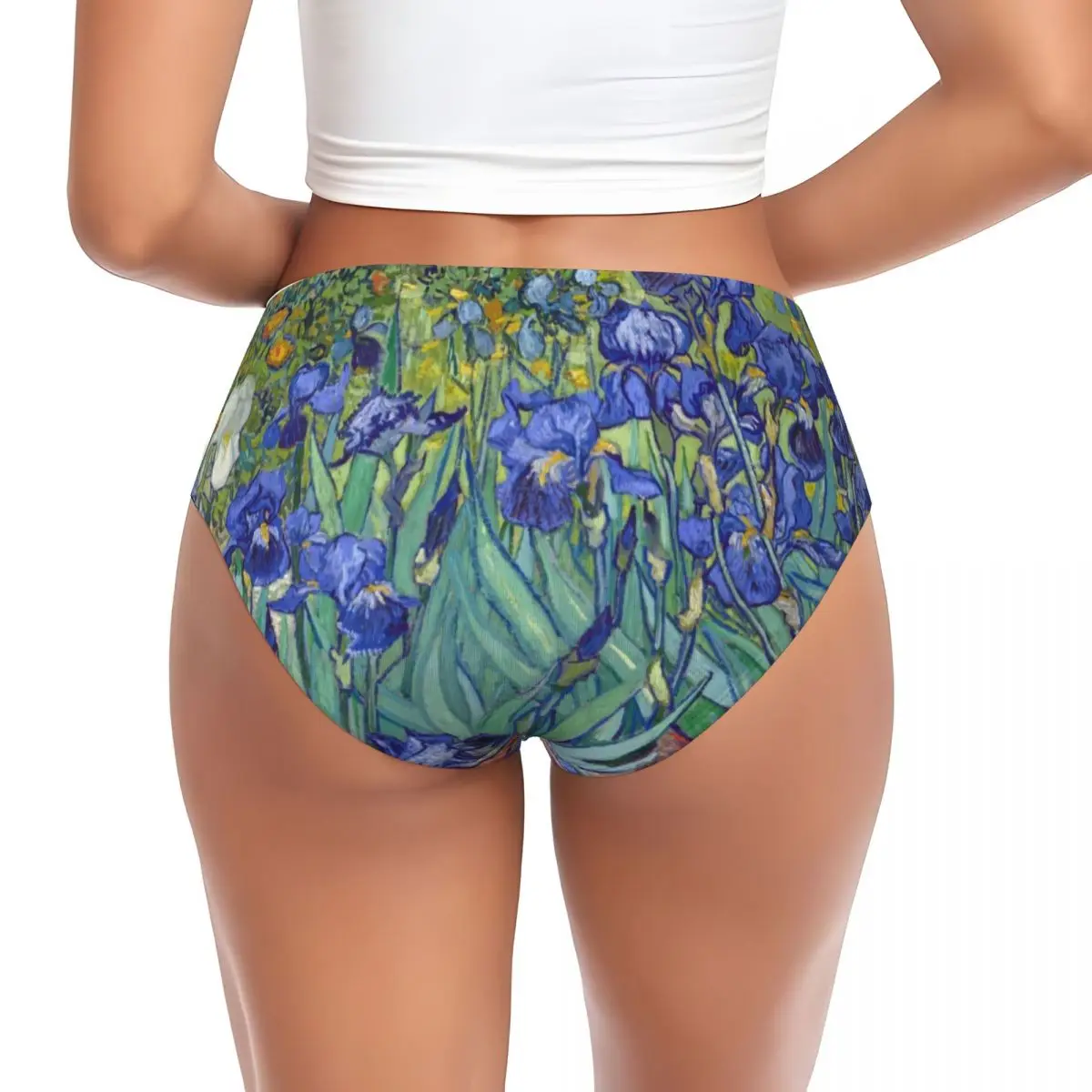 Custom Irises By Vincent Van Gogh Brief Panties Womens Stretch Art Flowers Painting Underwear