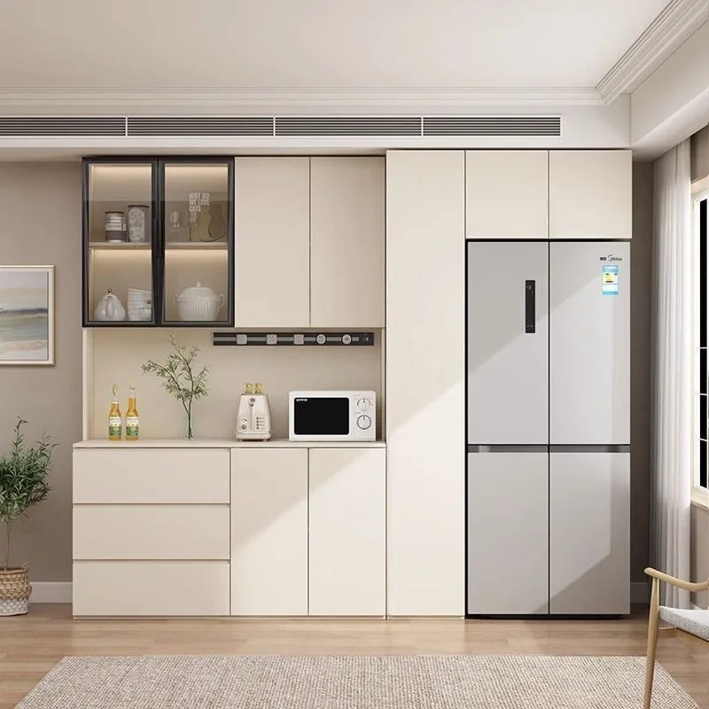 

Modern Living Room Cabinet Sideboards Tall Cabinet Embedded Refrigerator Wine Cabinet Pantry Hunch with Shelves Kitchen Island