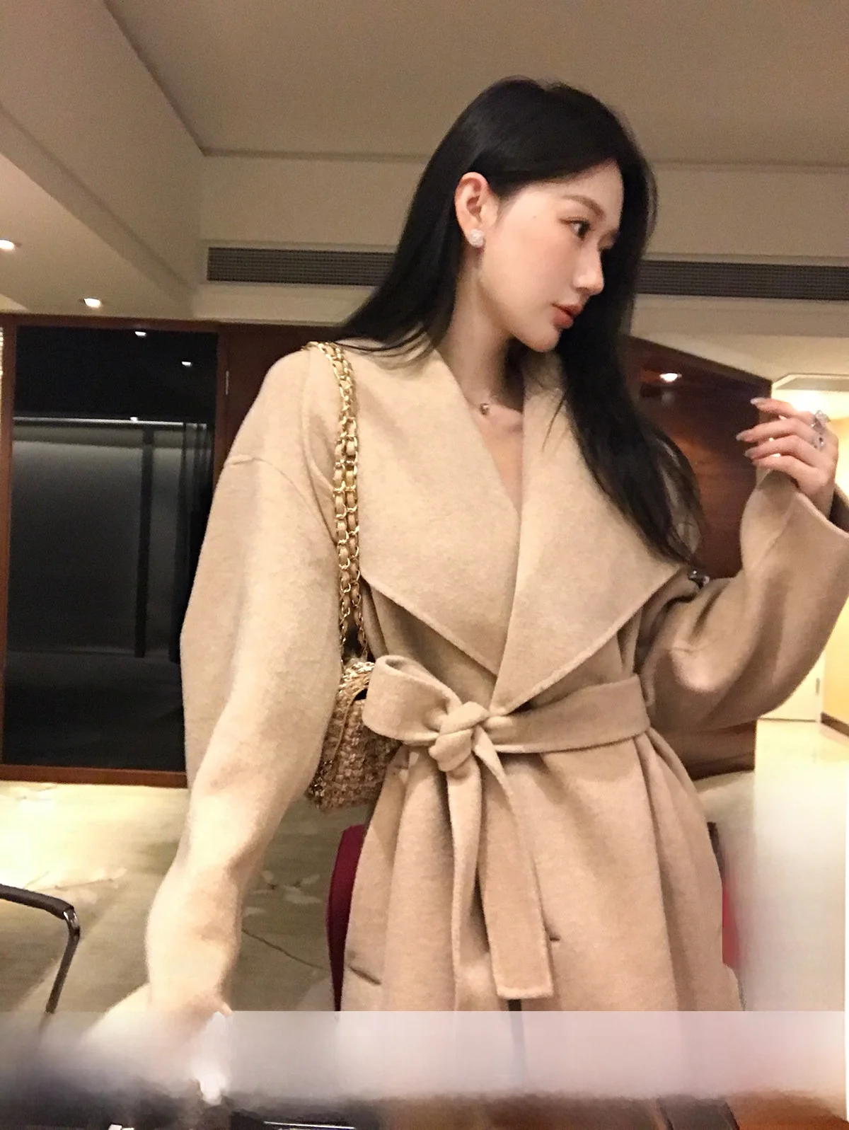 

YOLI Oats Color 00 Женское шерстяное пальто, теплое шерстяное верхнее пальто для зимы, для поездок на работу, приталенное, с длинными рукавами, однотонное, без капюшона