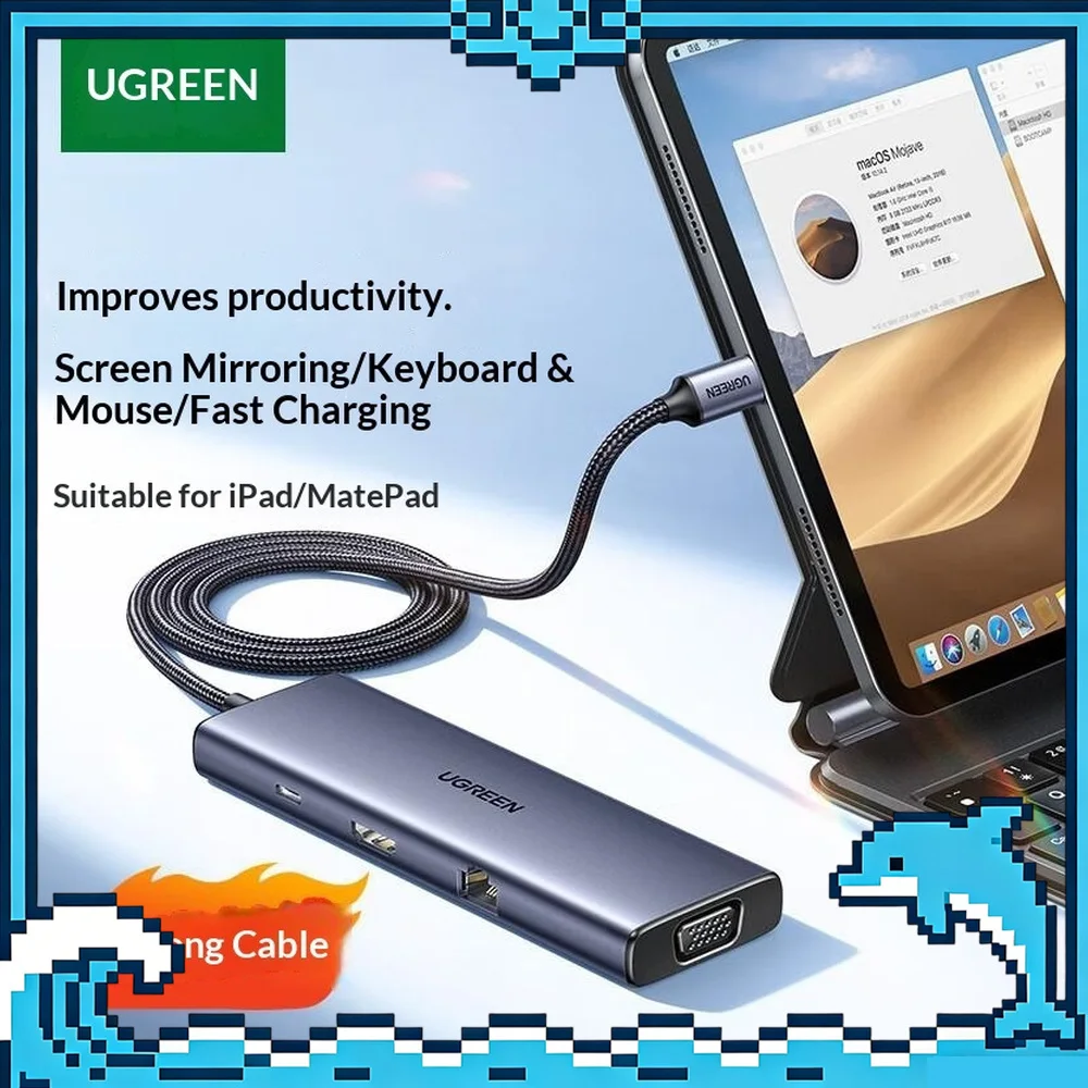 UGREEN CM498 25360 USB C Hub Type C Docking Station to HDMI with PD Charging USB 3.0 1.5m Cable for iPad MatePad Laptop