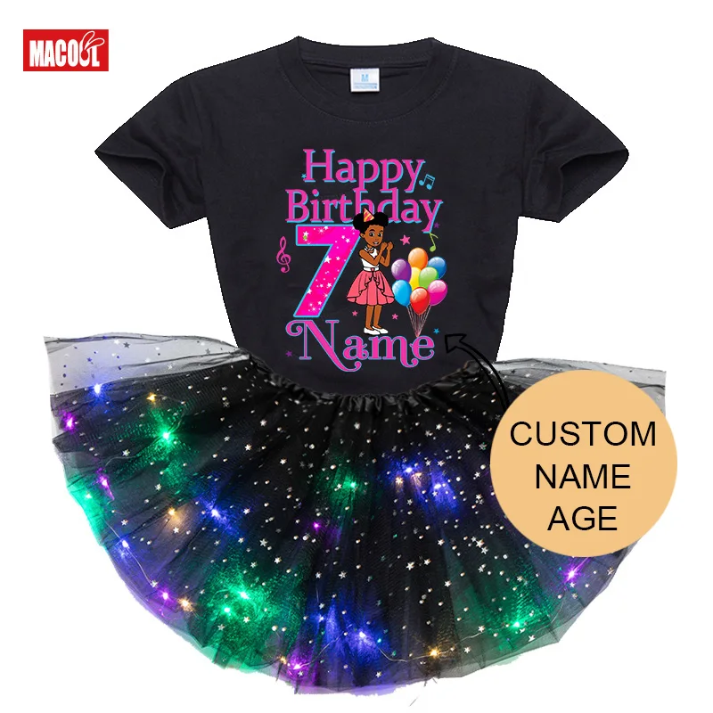 Mädchen Tutu T Hemd Outfit Anzüge Nach Name Gracie der Ecke Geburtstag Party Outfits Kleid Set Party Hemd für Mädchen kinder Kleidung