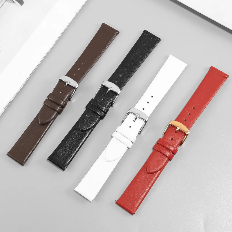 General Replacement Leather Watch Band 12/13/14 /15/16/17/18/19/20/21/22 mm Thin Plain Cowhide Strap