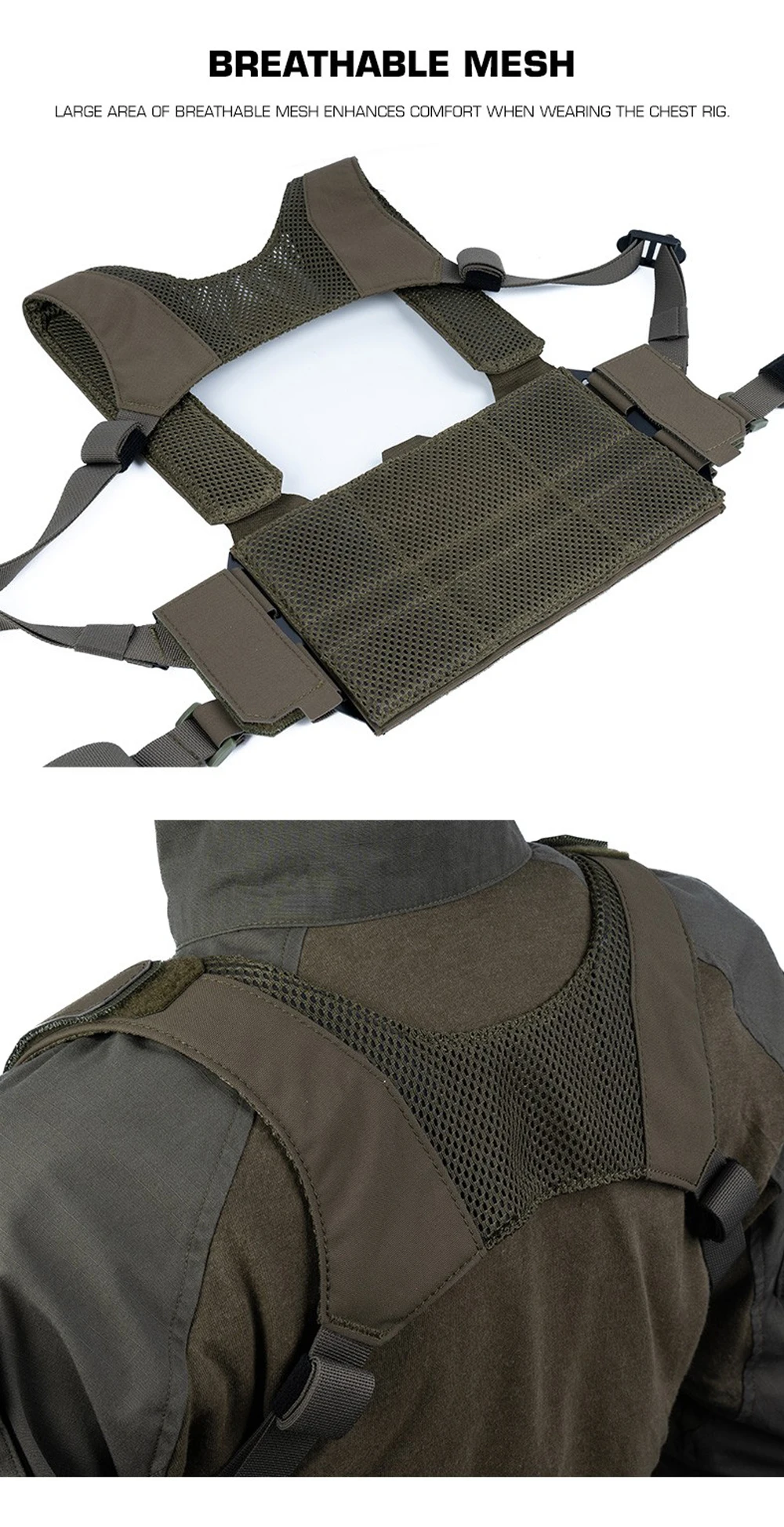 Taktische Brusttasche mit Modularem, Skalierbarem MOLLE-Frontpanel, Atmungsaktive HX-Weste für Outdoor-Jagd und Airsoft – Detail 9