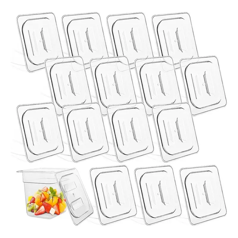 

B50C Поликарбонатные крышки для пищевых сковородок, набор из 15 предметов с ручкой, размер 1/6, прозрачные крышки для паровых сковородок для ресторана, отеля, коммерческого использования