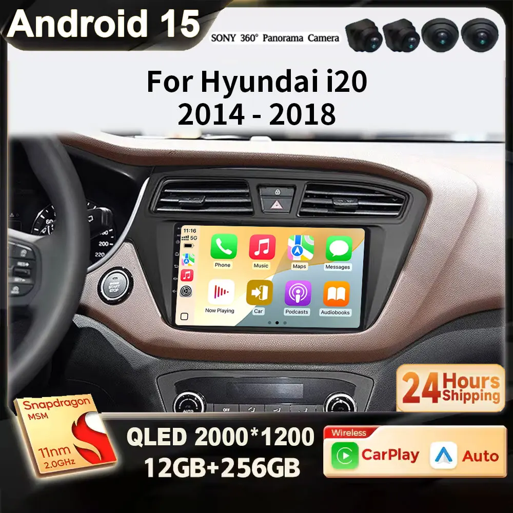 

Для Hyundai I20 LHD 2014 2015 2016 2017 2018 Android 15 Автомобильный радиоприемник Мультимедийный плеер Навигация GPS беспроводной Carplay 2din Стерео