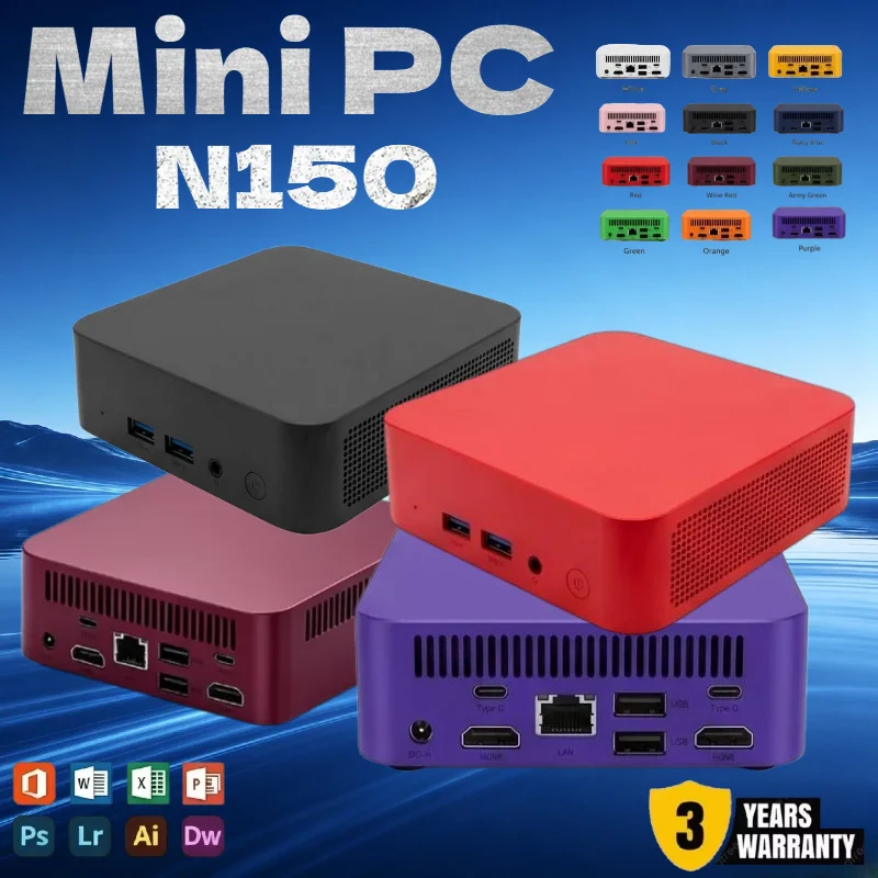 Mini PC 2026 New Intel Core N150 Pocket Mini Computer 16GB RAM 1TB/2TB SSD WiFi6 BT5.2 4K HD Gaming Office Study Desktop