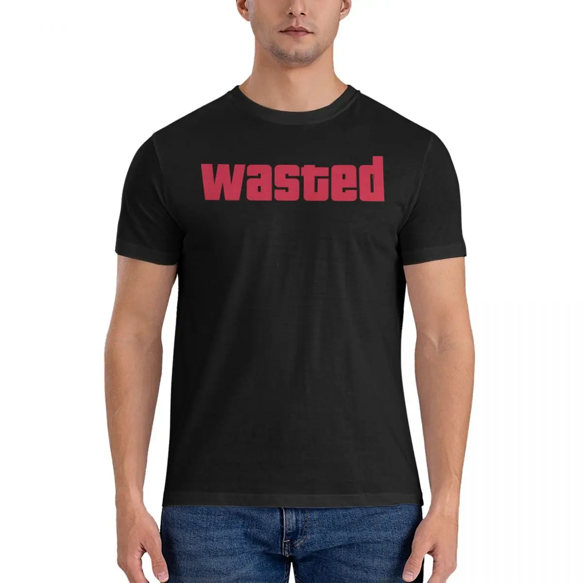 V - Wasted T Shirts Men 100% Cotton Fashion for Male T-Shirt O Neck GTA5 Tee Shirt Short Sleeve Tops Adult