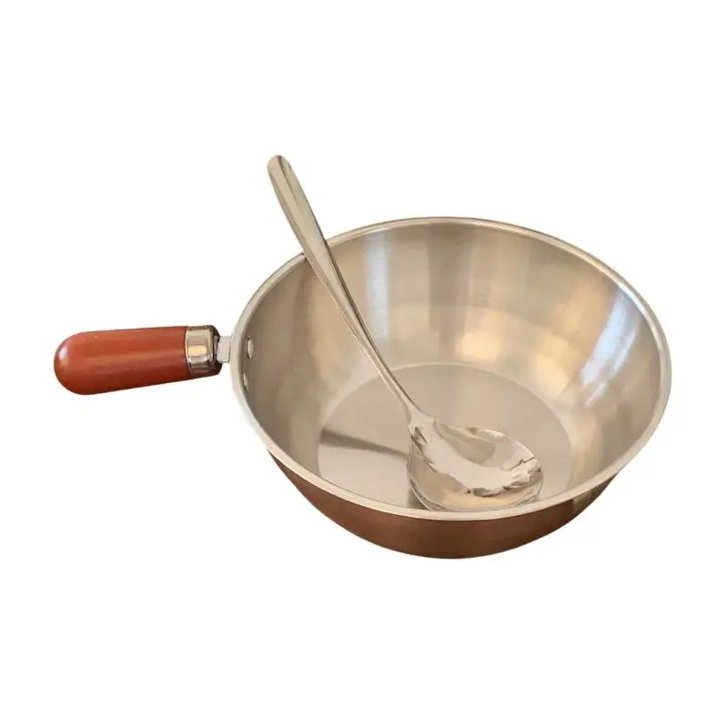 Stainless Steel Single‑Serve Instant Noodle Pot High‑End Look Wood‑Handled Snack & Mini Cooking Pot