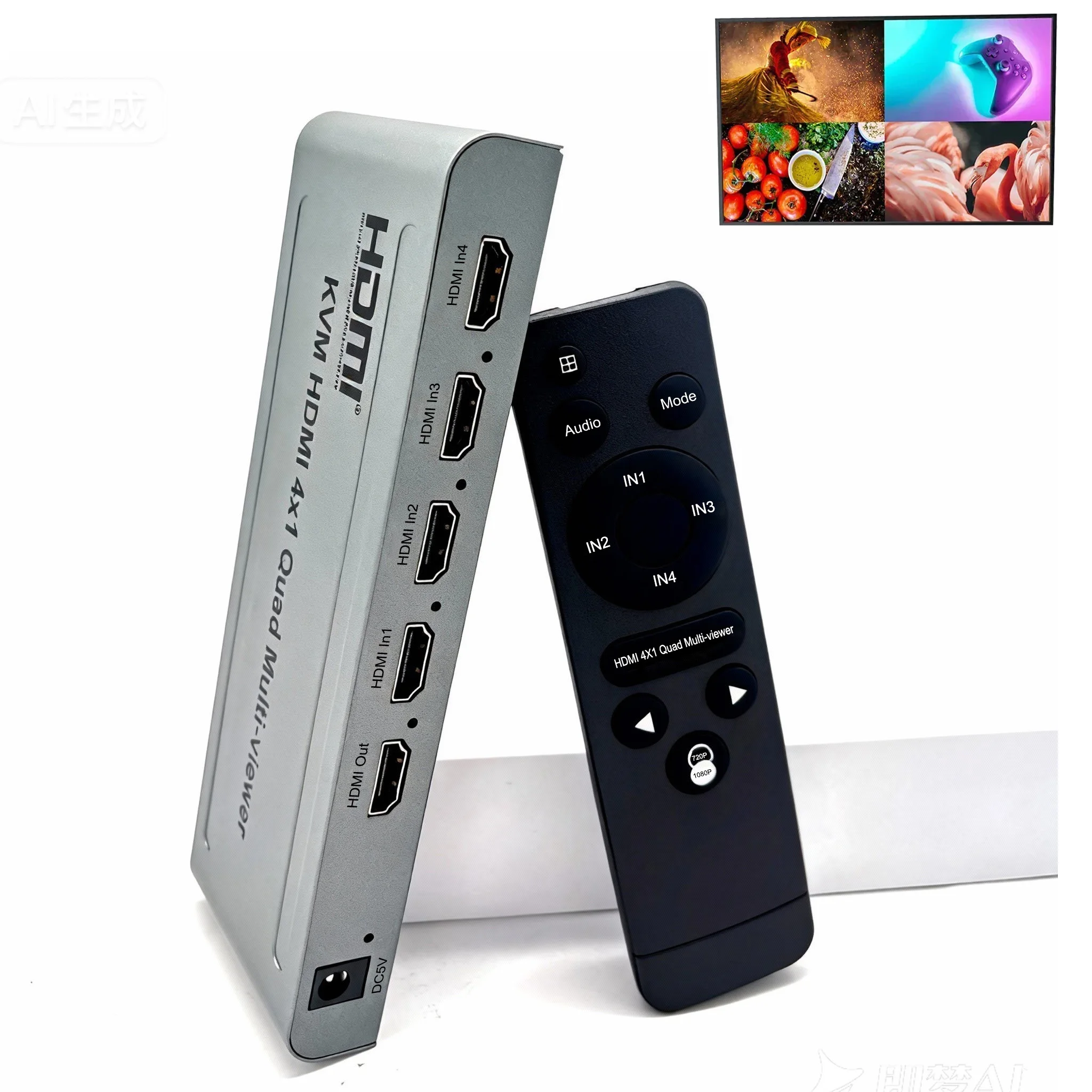 

4K 4x1 HDMI KVM Quad Multi-viewer Vs 1080p 60hz 4x1 HDMI Multiviewer 4 in 1 Out Seamless Switcher Video Multiplexer for PC To TV