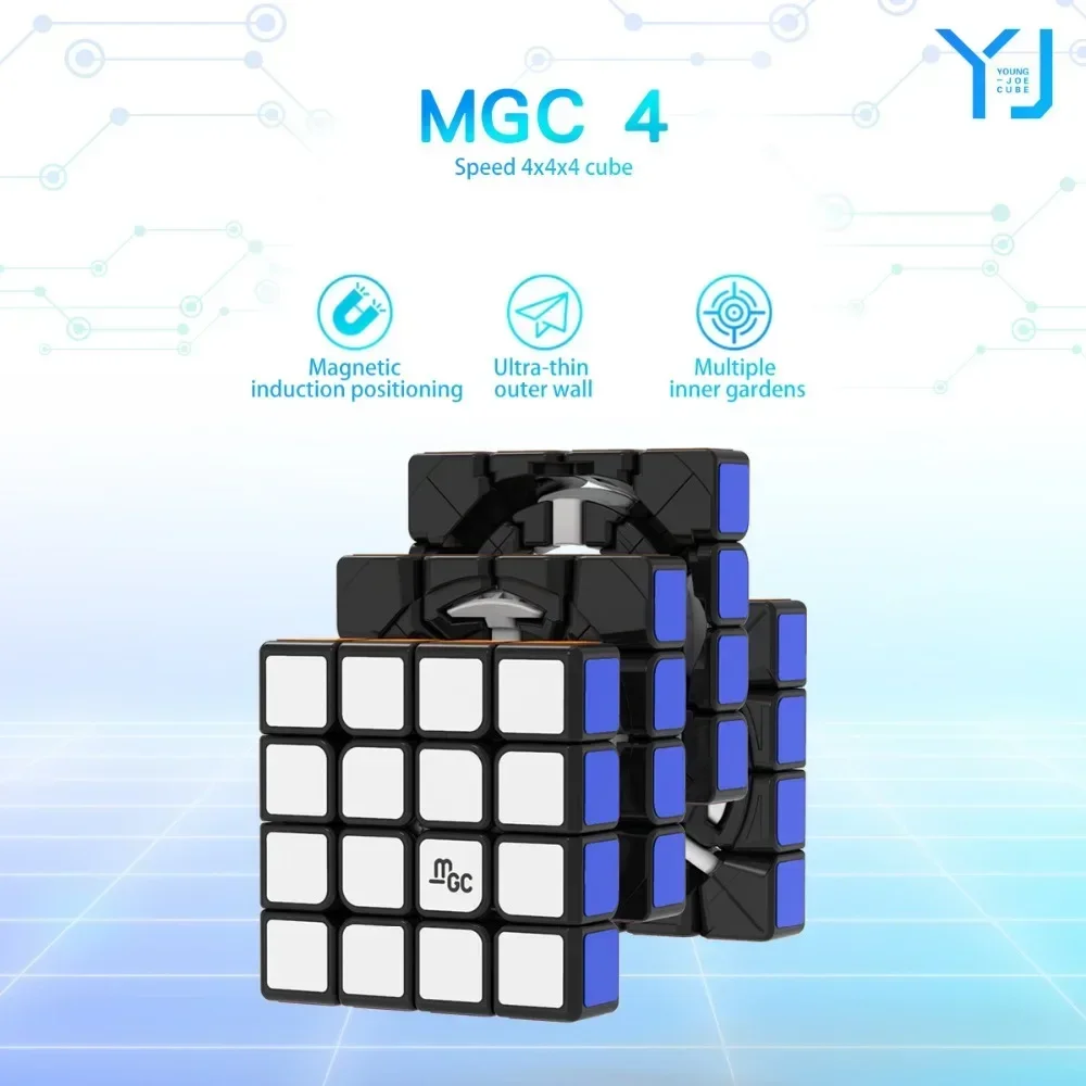 YJ-MGC Cubo Mágico de Velocidade Magnético, Stickerless Fidget Brinquedos, Puzzle Profissional, MGC 4 M 4x4 M, MGC4