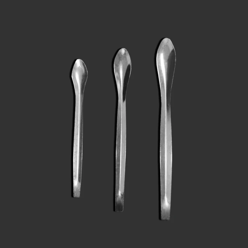 3pcs/set Stainless Steel Round Medicinal Spoon Ladle Spatula Experiment Pharmacy Lab Supplies