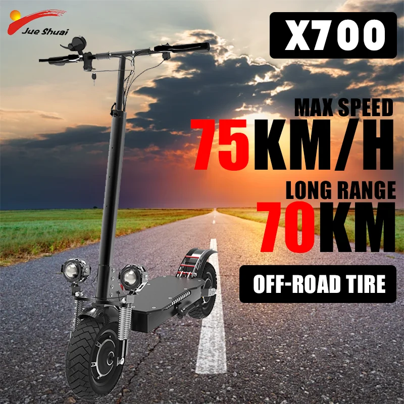 3200W Dual Motor Poweful Electric Scooter Max Speed 75KM/H Electric Scooter 10 Inch Off-Road Tire 45° Climbing Angle for Adults