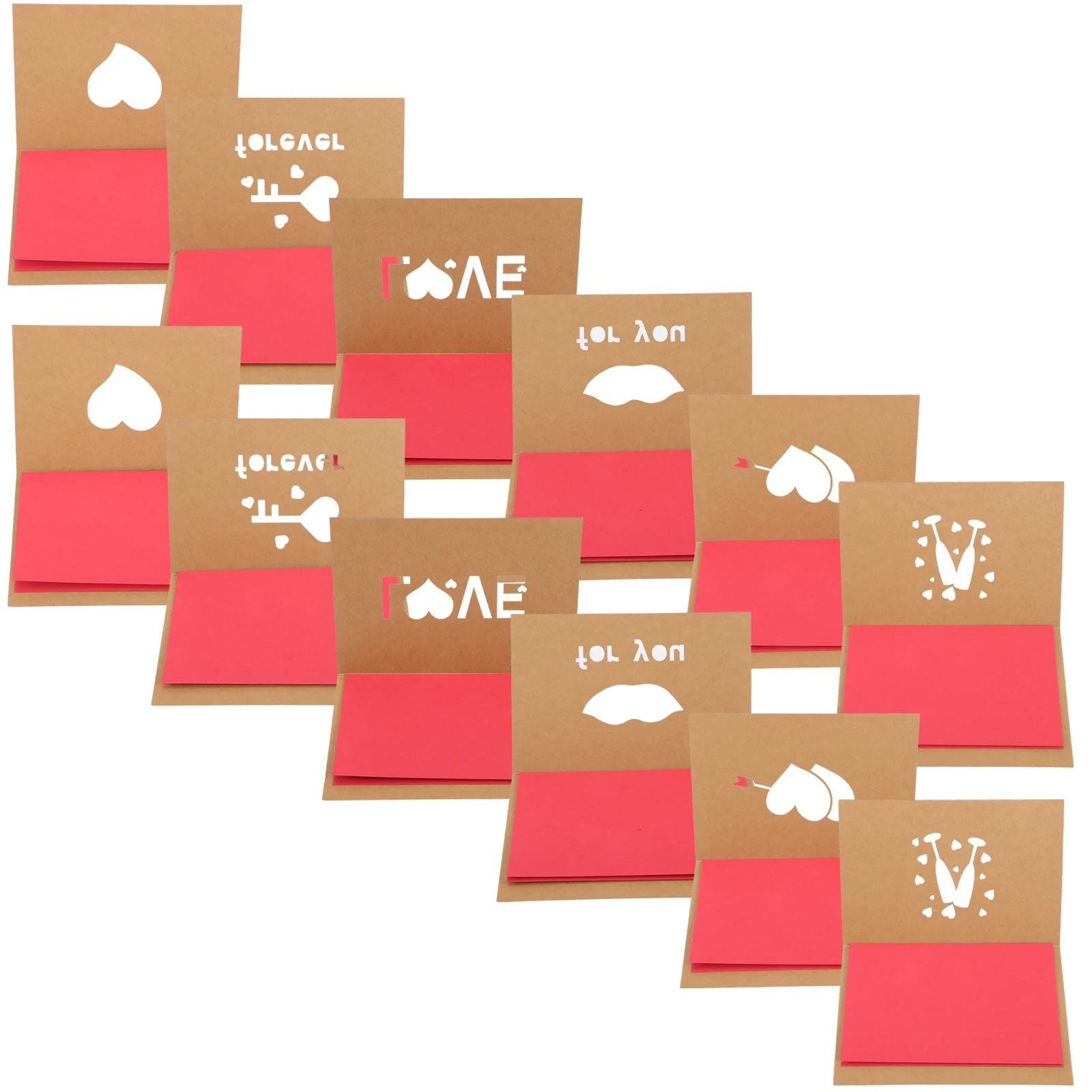 

12 Pcs Heart Shaped Greeting Card Valentines Day Party Favors Cards Valentine's Mini Kraft Paper Cute Creative Man