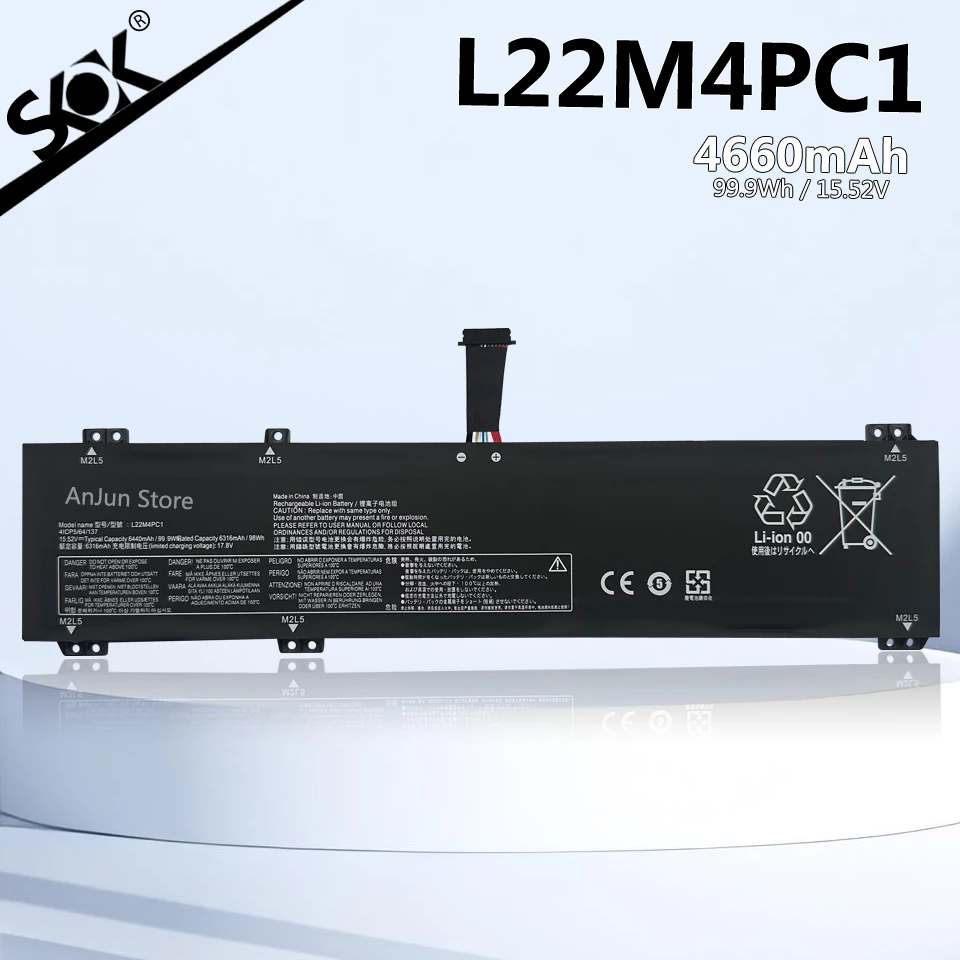 

L22M4PC1 Замена аккумулятора для ноутбука Lenovo Legion Pro 7 16IRX8 16IRX8H серии ноутбука черный 15,52 В 99,9 Втч 6440 мАч