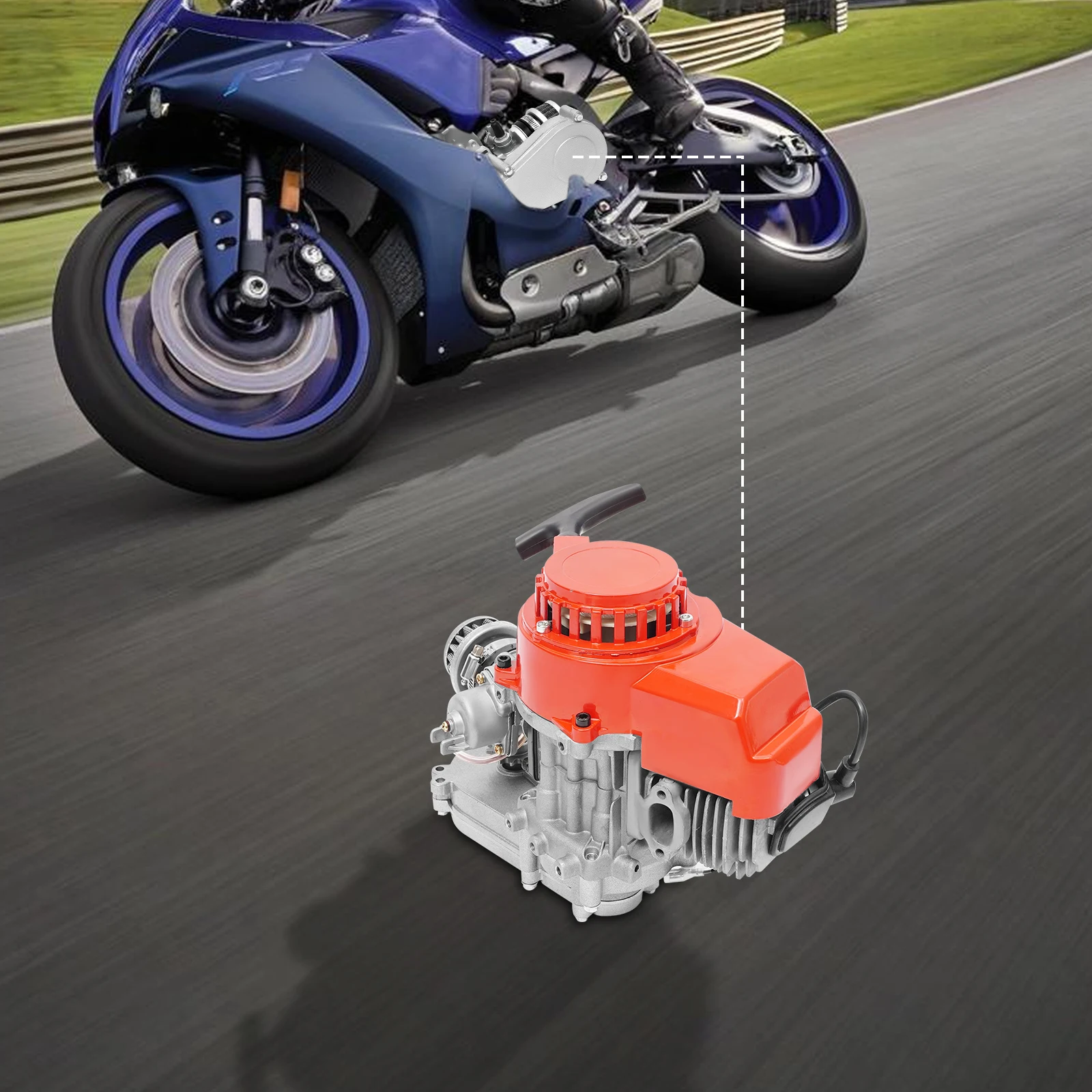 

49CC 2-Stroke Pull Start Racing Engine Durable Motor for Pocket Quad Dirt Bike