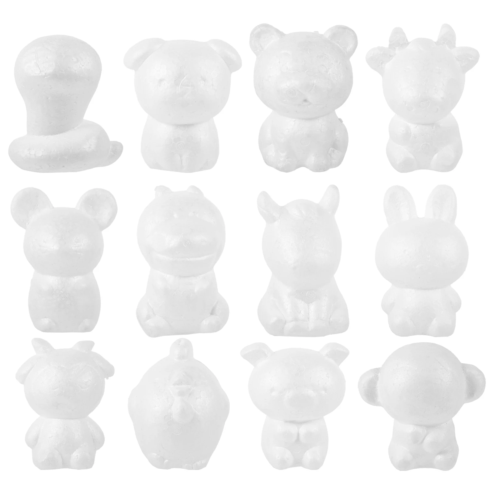 12pçs conjunto de artesanato de animais do zodíaco chinês, material de ensino ideal diy para crianças, projetos de natal, inverno e ano novo